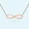 Cut out name on an infinity necklace in solid gold